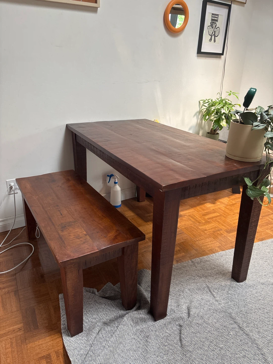 wood table plus bench