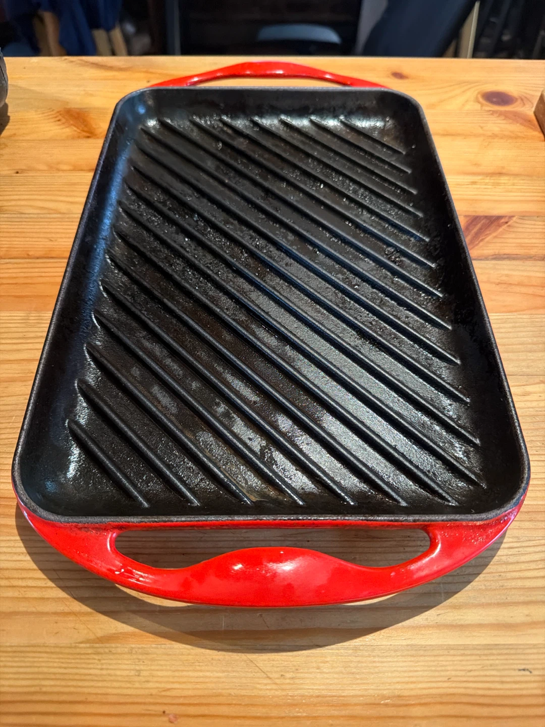 Red Cast Iron Grill Pan