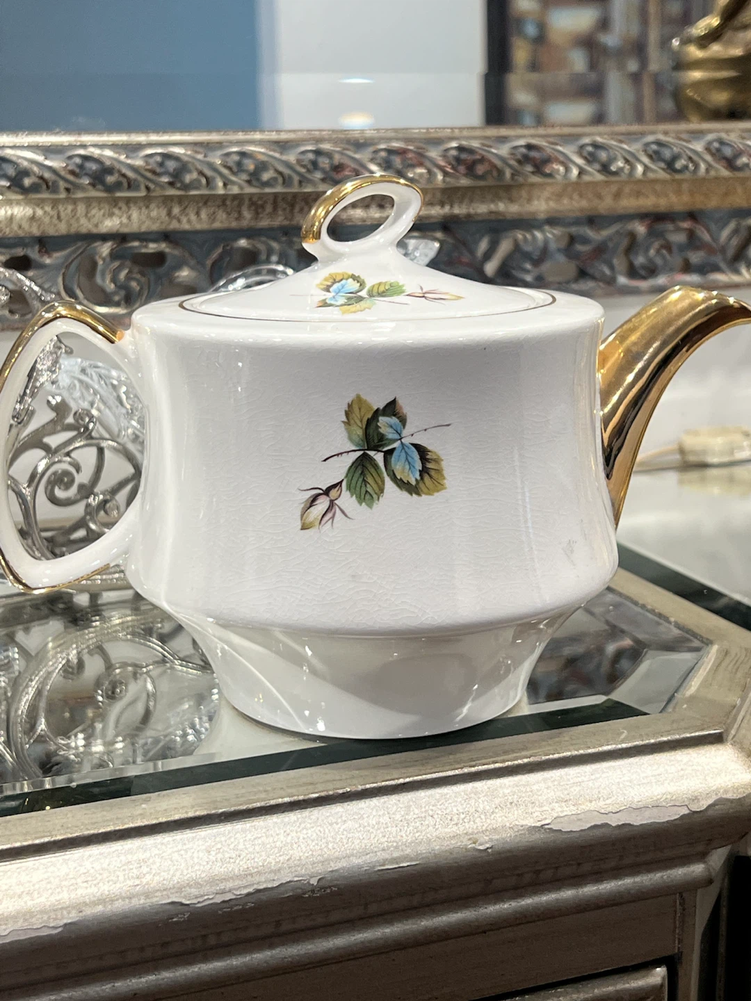 Vintage Floral Teapot with Gold Trim - photo 2