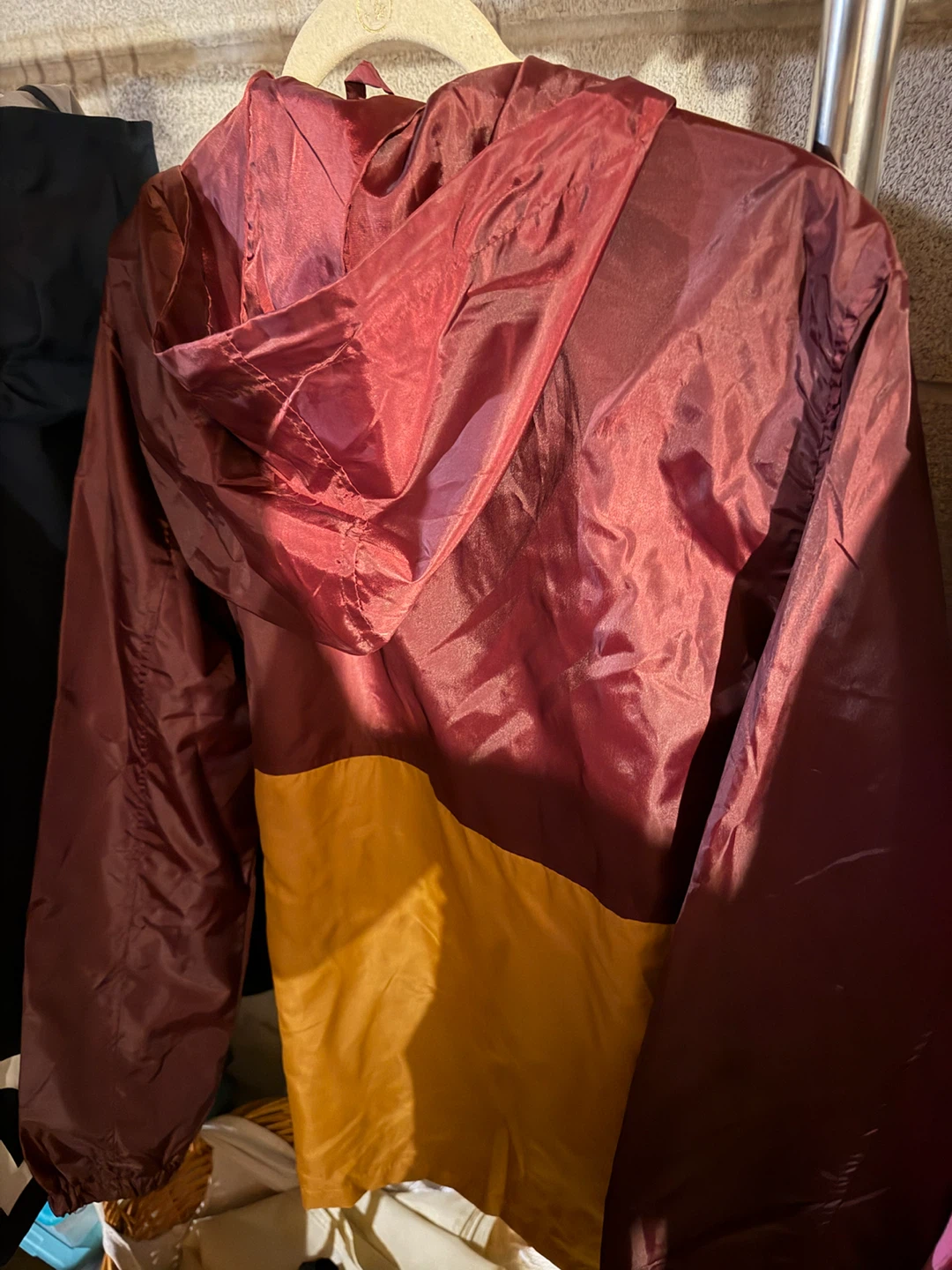 Distortion Colorblock Windbreaker Jacket Burgundy/Mustard