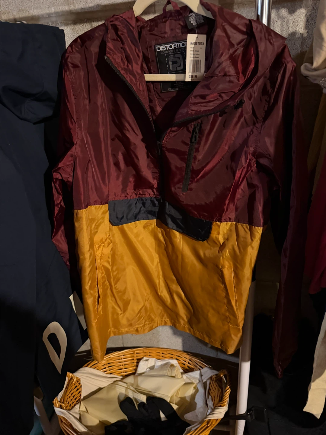 Distortion Colorblock Windbreaker Jacket Burgundy/Mustard - photo 3
