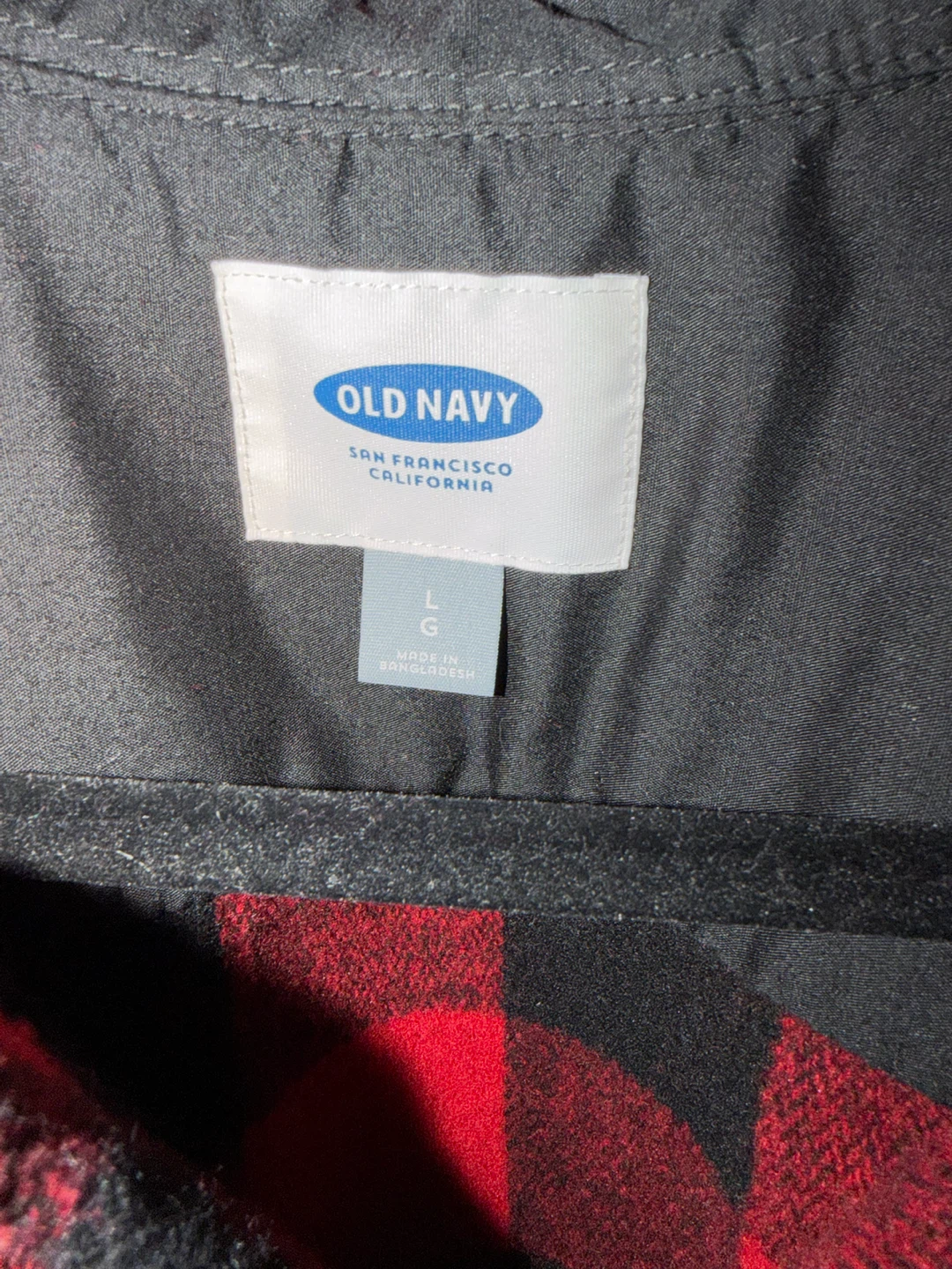 Old Navy Plaid Flannel Shirt - Red/Black - Size L - photo 2