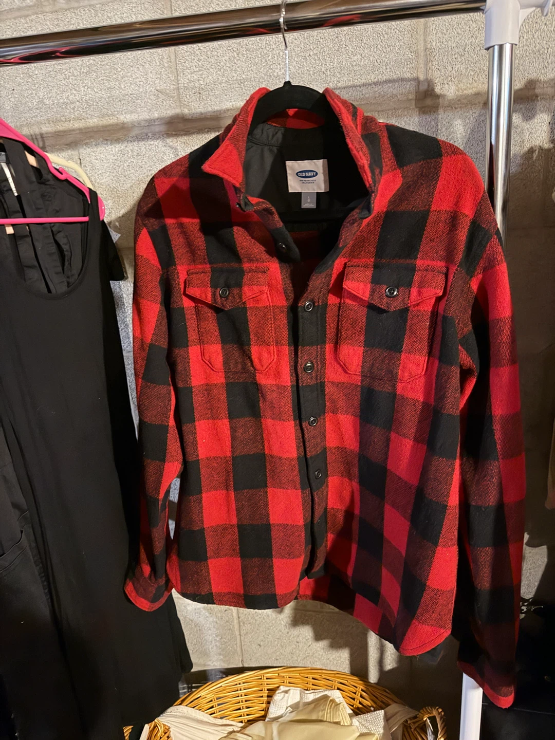 Old Navy Plaid Flannel Shirt - Red/Black - Size L - photo 3