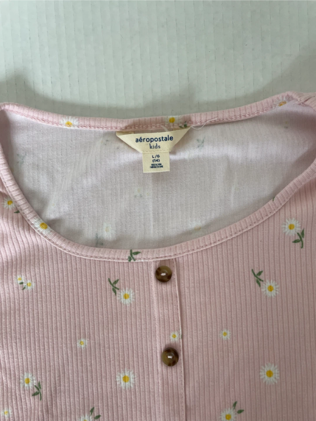 Aéropostale Kids Pink Floral Ribbed Button-Up Top - photo 2
