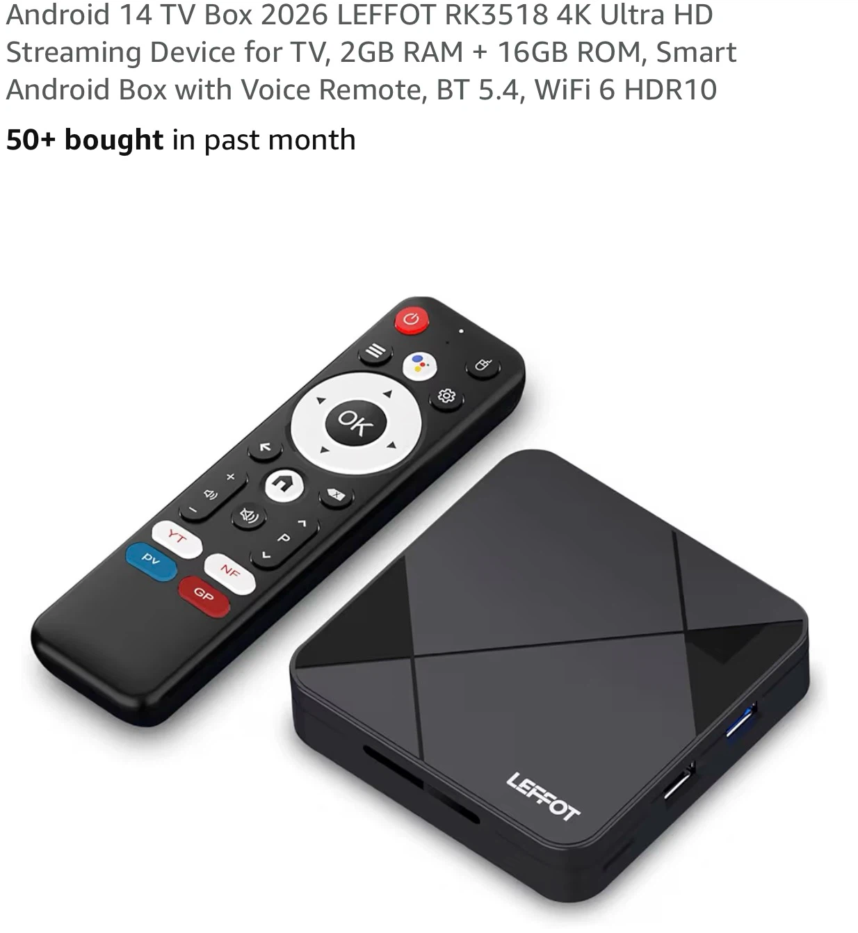 LEFFOT RK3518 4K Ultra HD TV Streaming Media Player A14