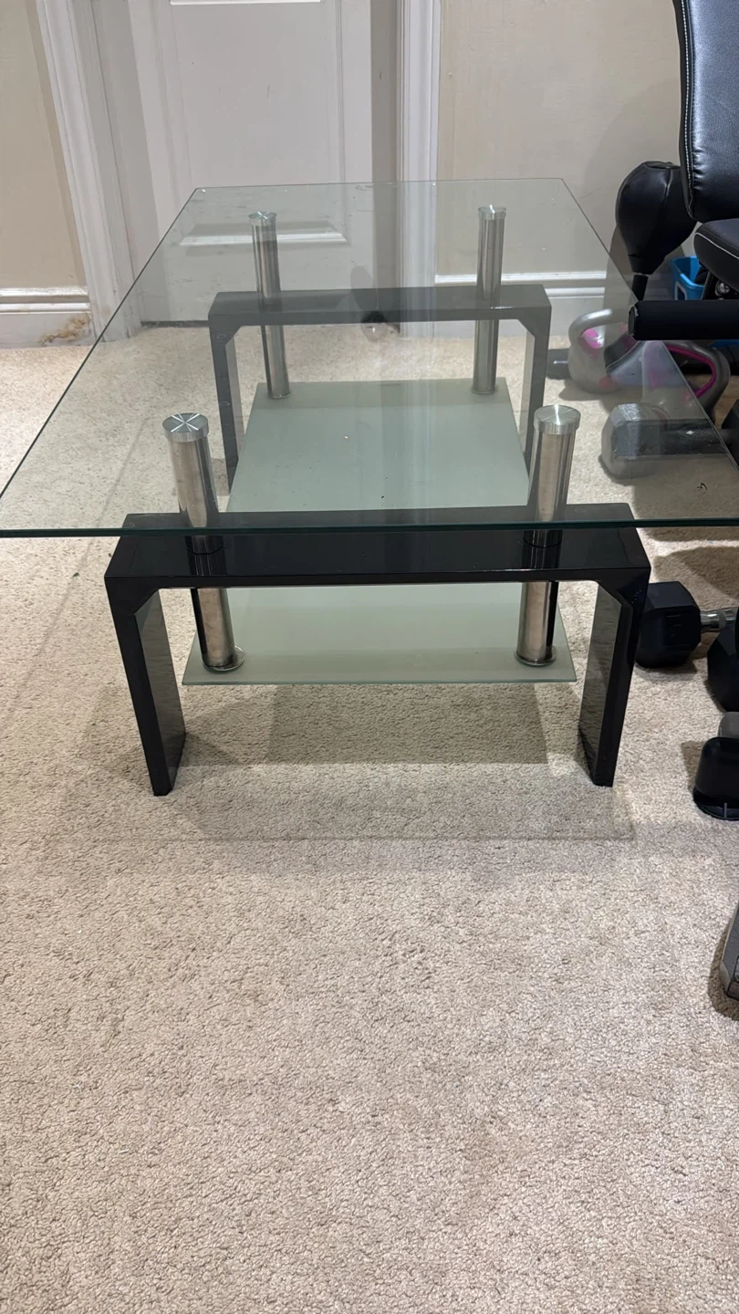 Glass and Black Coffee Table