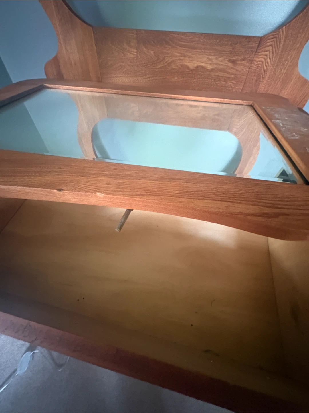 Antique Oak Vanity Dresser with Mirror - photo 5