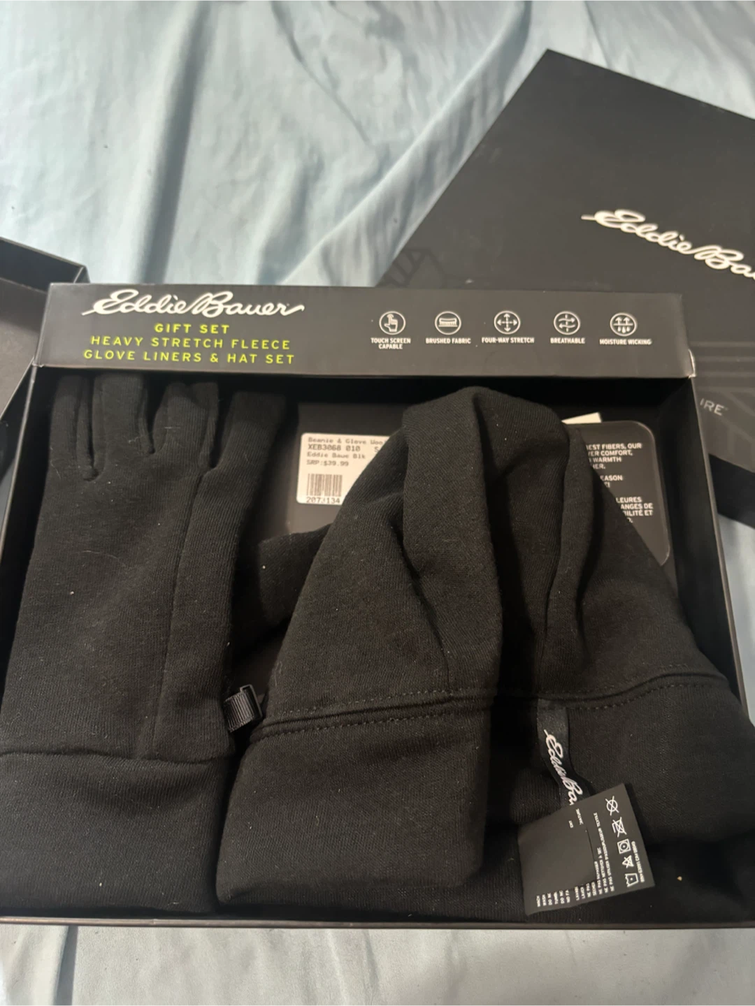 Eddie Bauer Heavy Stretch Fleece Glove Liners & Hat Set - photo 4