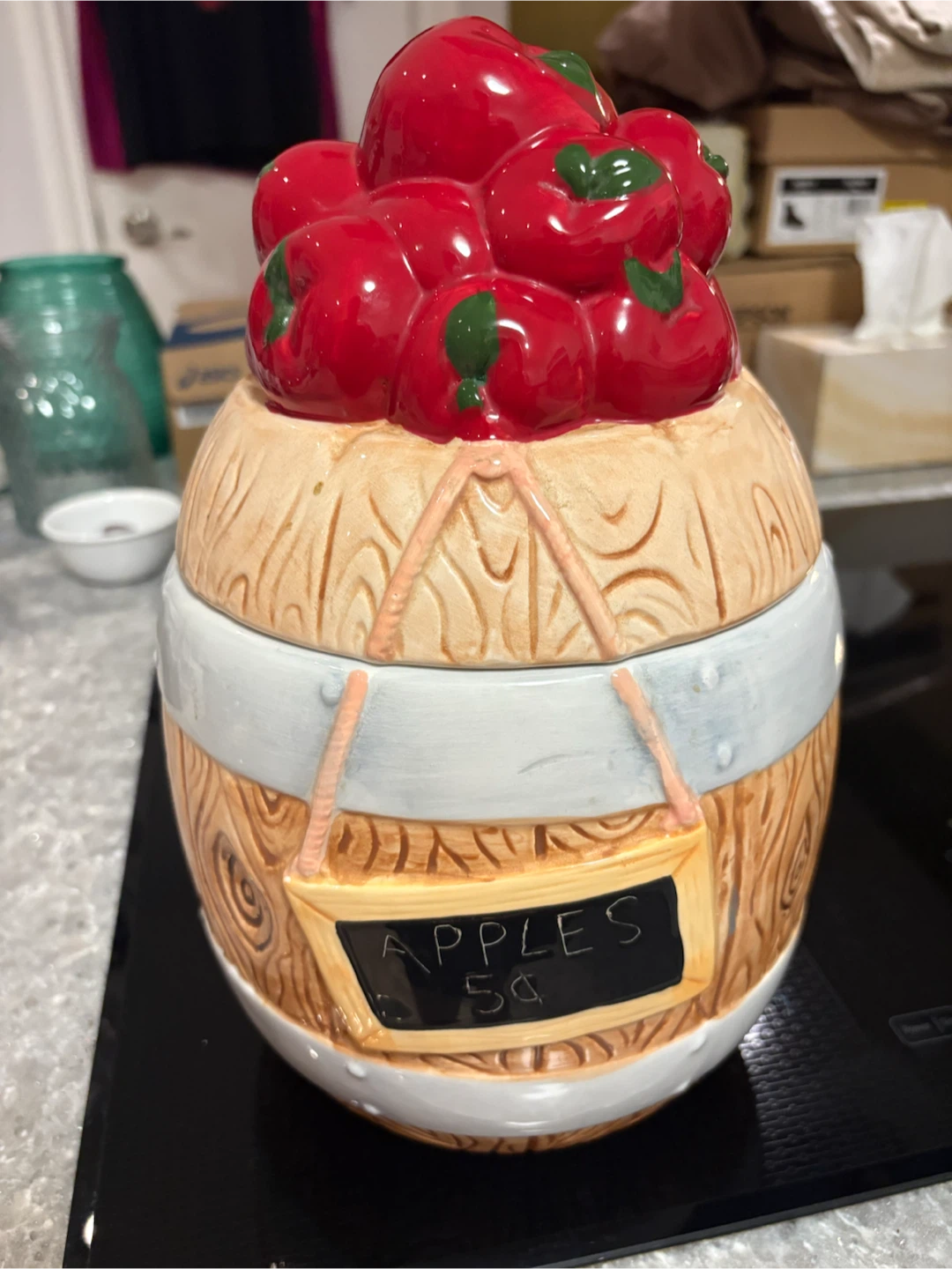 Large Ceramic Apple Barrel Cookie Jar