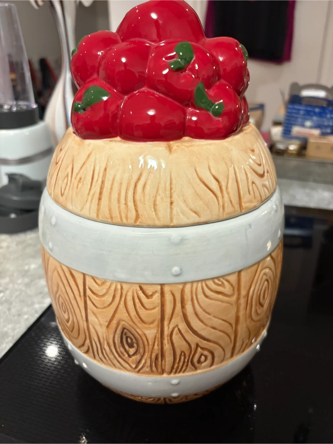Large Ceramic Apple Barrel Cookie Jar - photo 3
