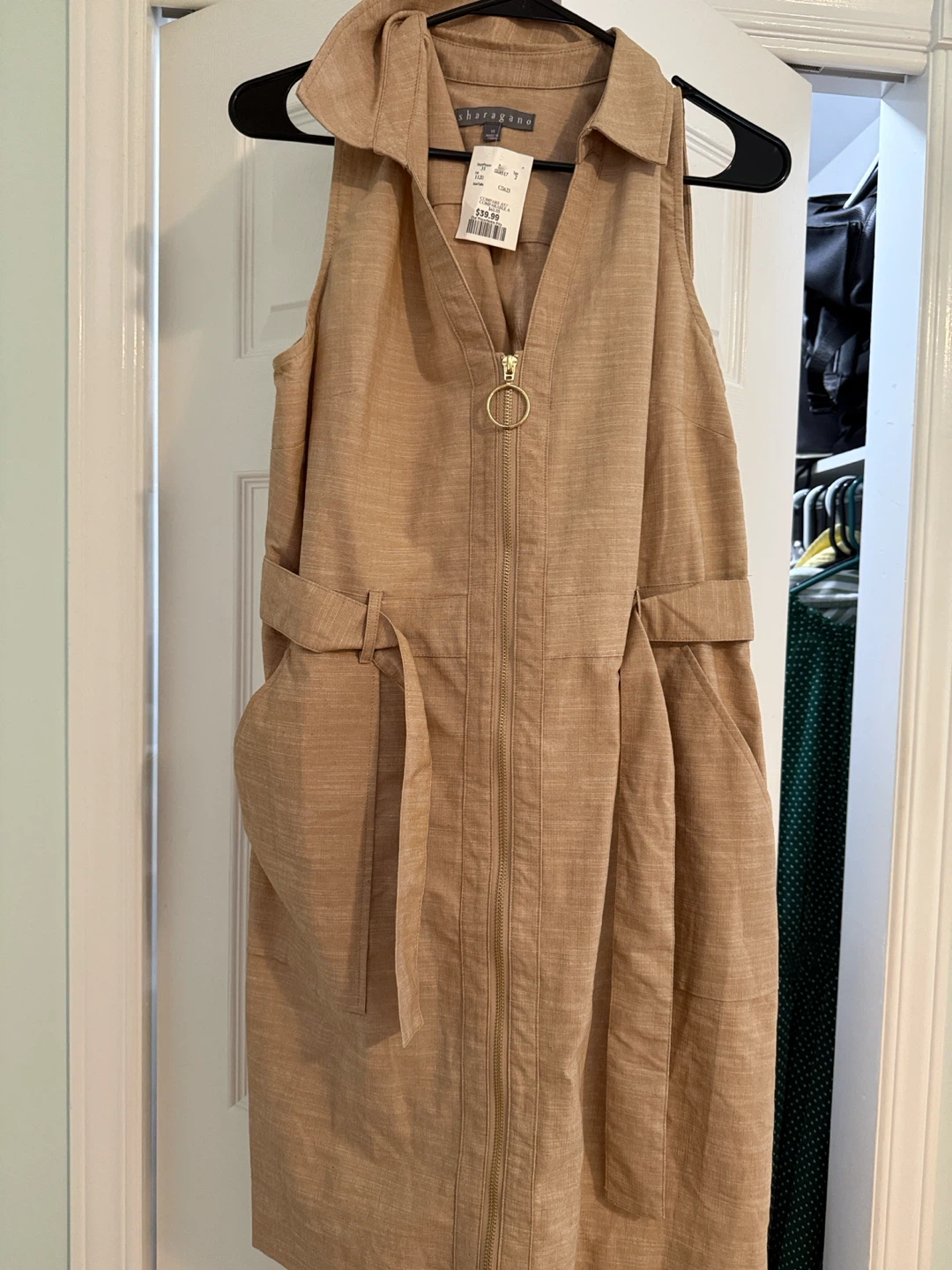 CHEFHOGAN Brown Linen Blend Sleeveless Dress - photo 3