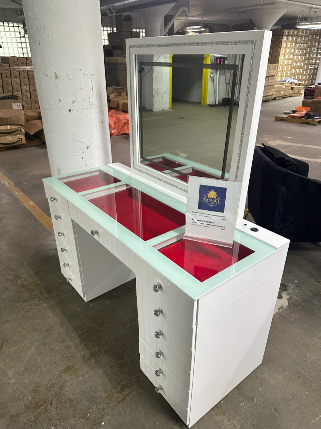 Royal Furniture White Vanity with Mirror