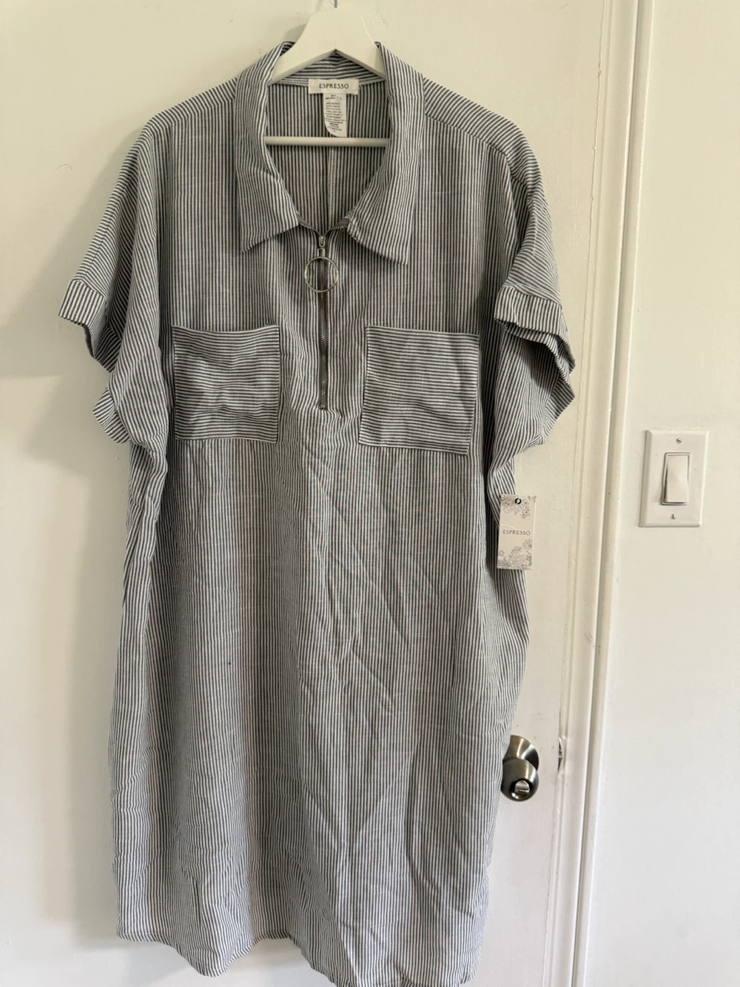 Espresso Striped Shirt Dress