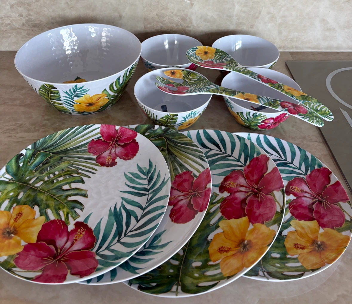 NEW 11 piece set Melamine Serving Bowl and Plate Set