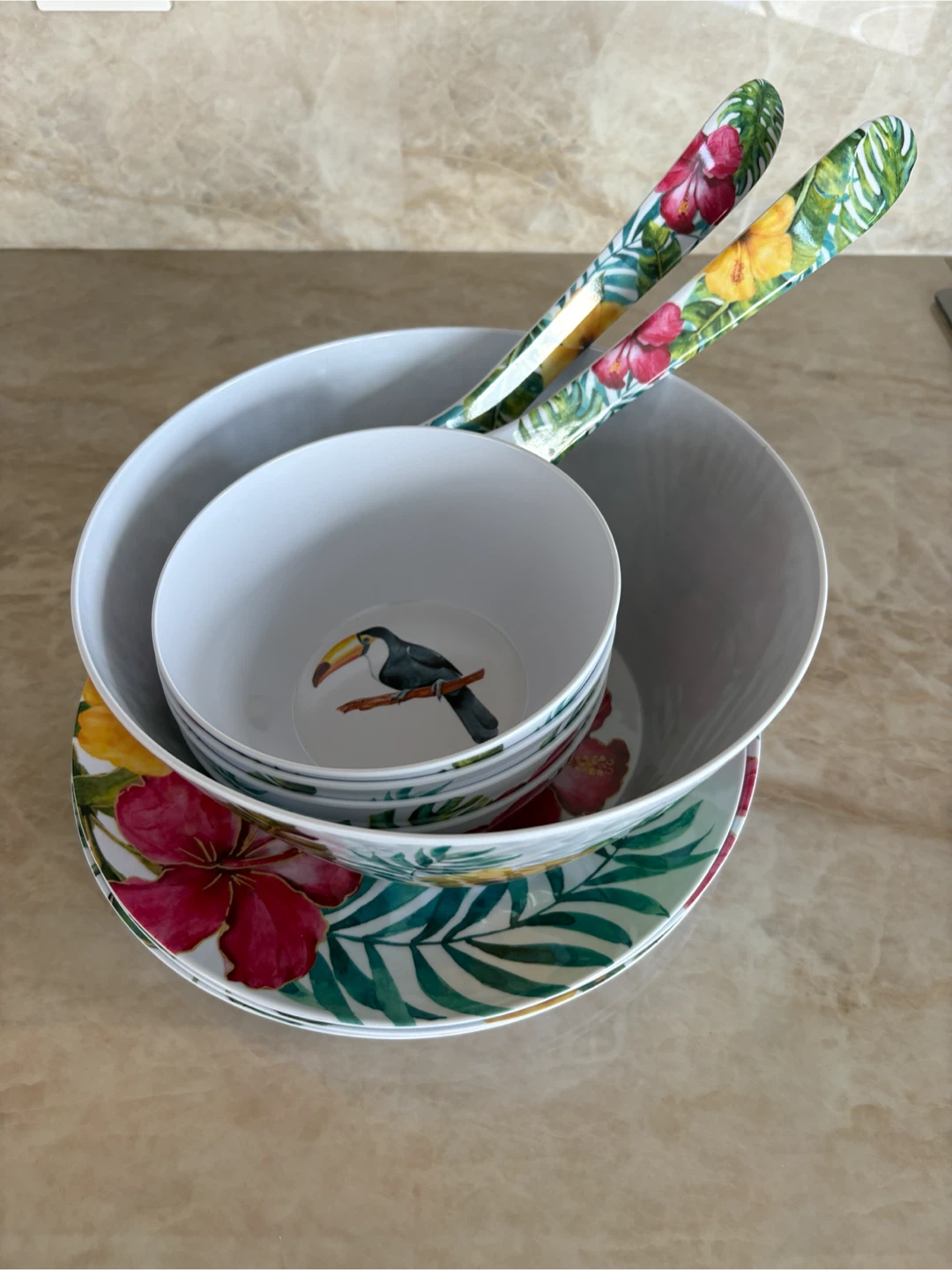 NEW 11 piece set Melamine Serving Bowl and Plate Set - photo 2