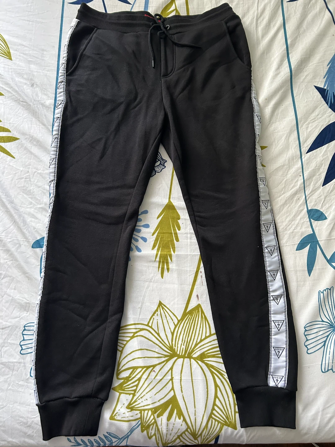 Guess Black Joggers with Logo Tape - Size M