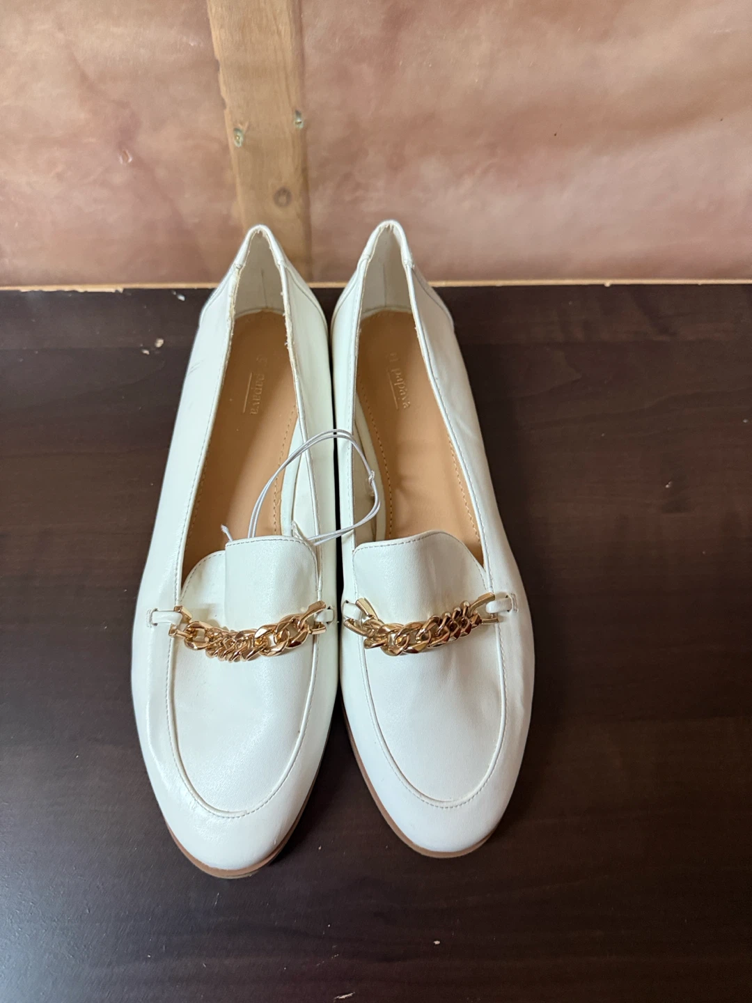 White Loafers with Gold Chain Detail - photo 3
