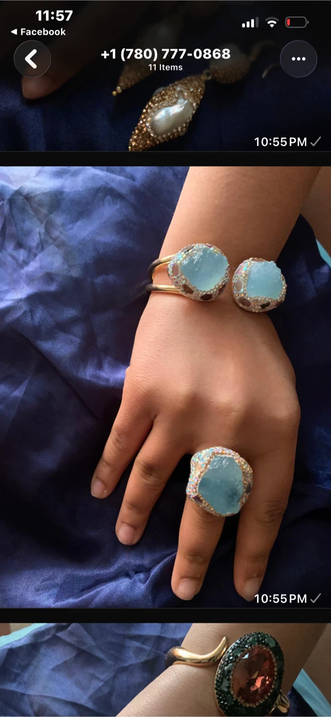 Aquamarine Crystal Ring and Bracelet Set