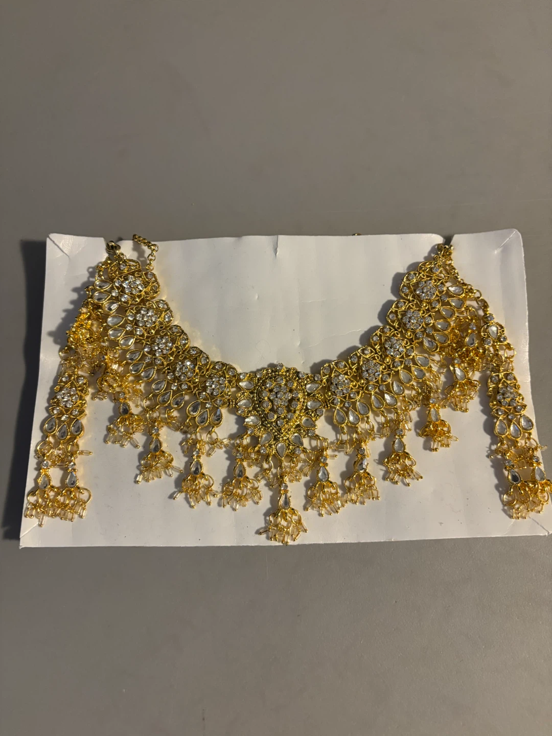 Gold-tone Statement Necklace set with Crystals