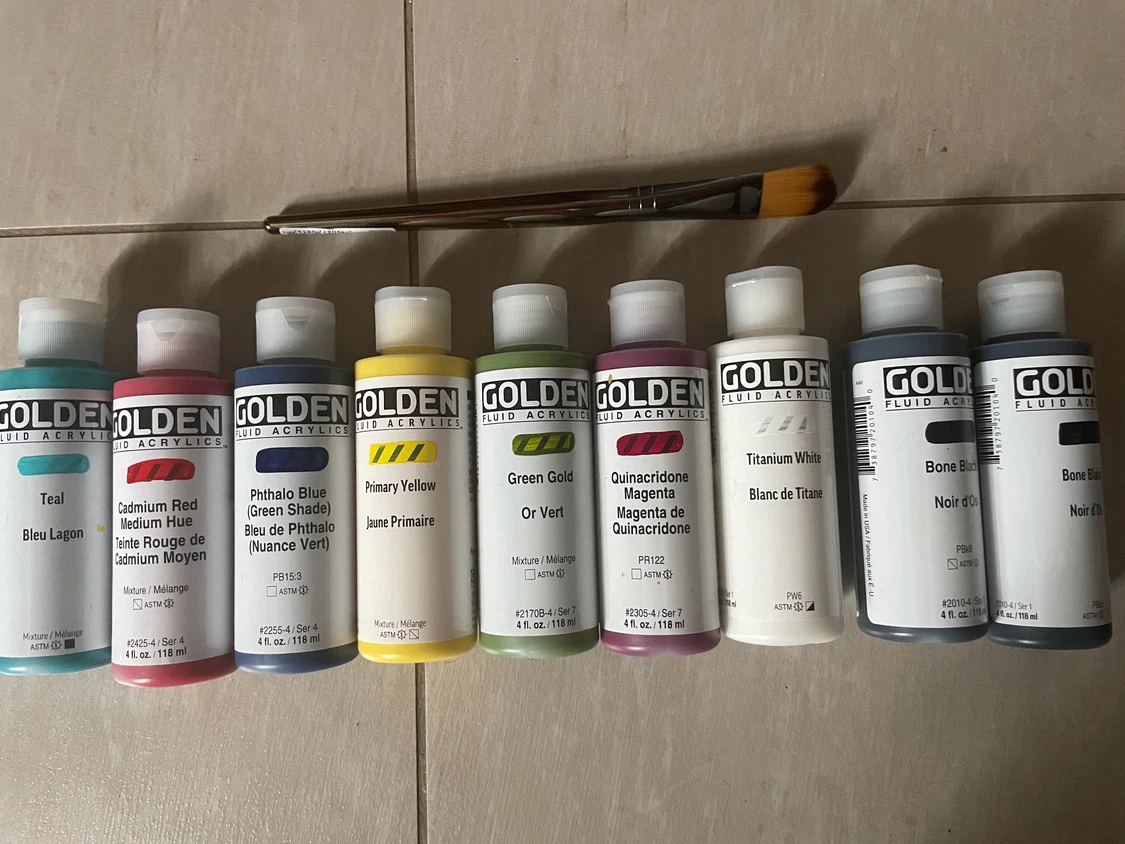 Golden fluid acrylics 9 4oz bottles or 45 bottles