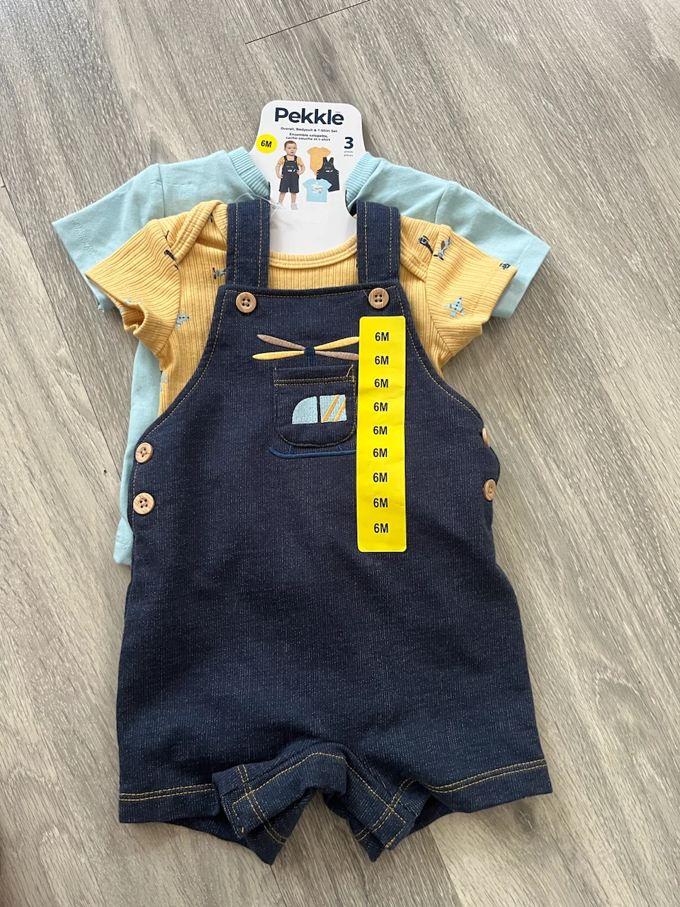 Pekkle Baby Boys 2-Piece Outfit - Blue/Yellow - 6 Months