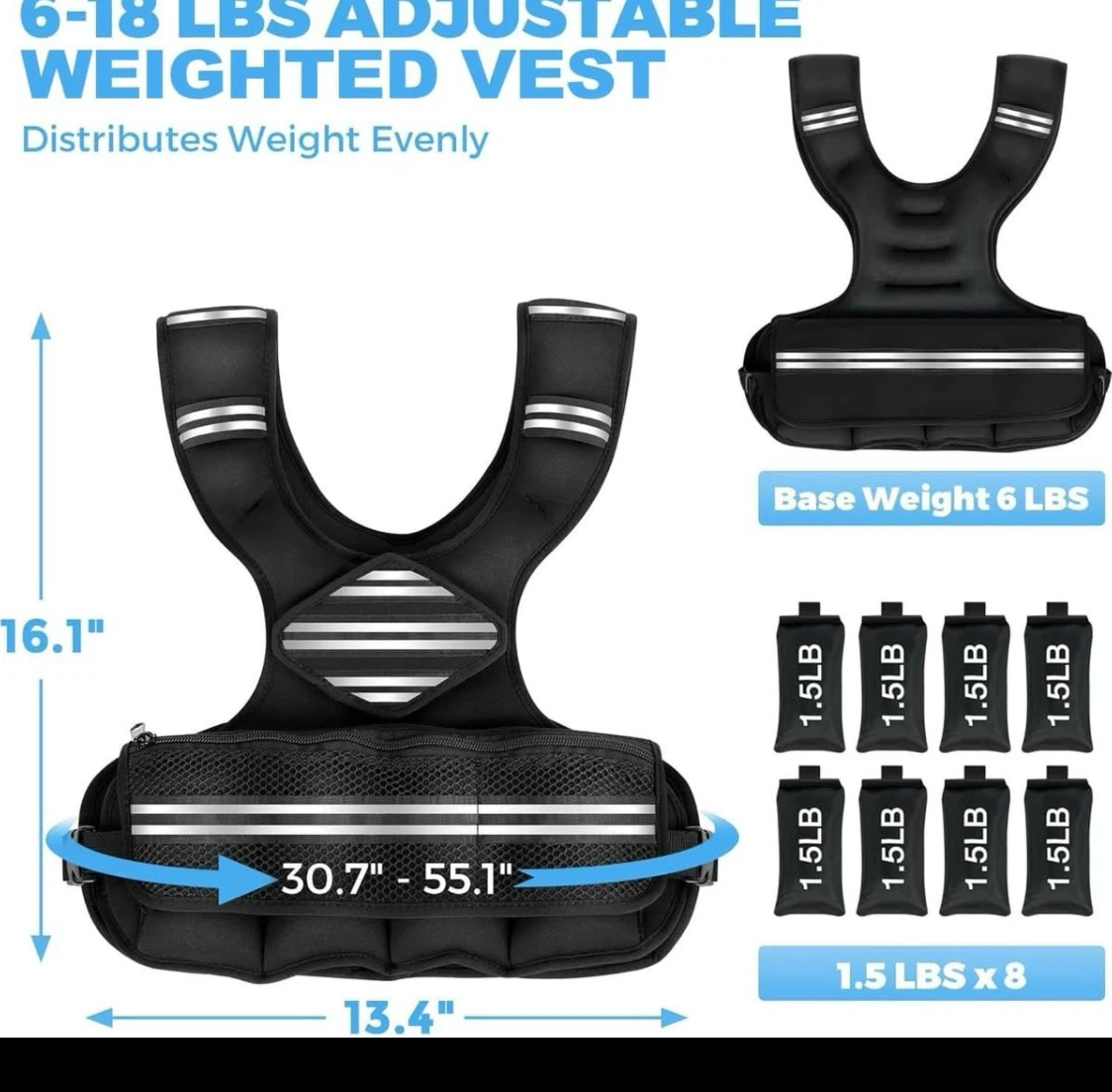 Adjustable Weighted Vest 6-18 LBS - photo 2
