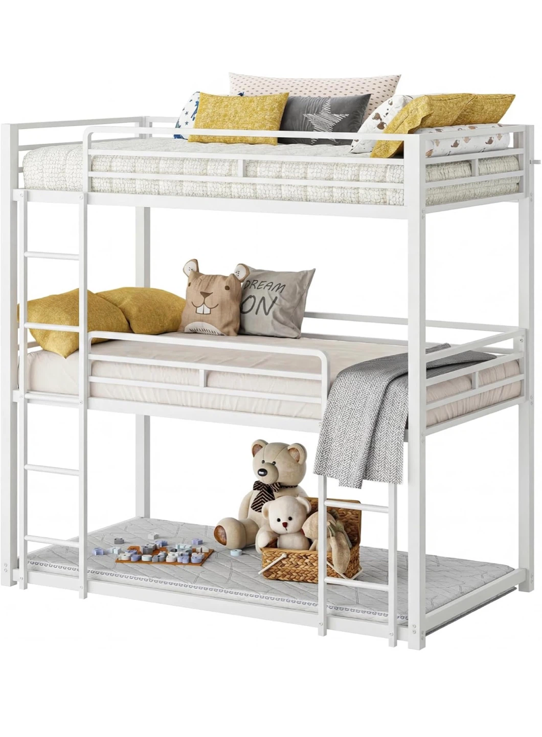 White Triple Bunk Bed Frame