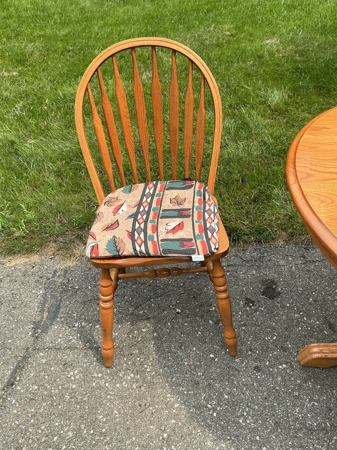 Oak Pedestal Dining Table with 2 Chairs - photo 3
