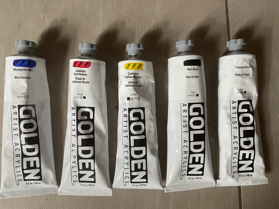 Unopened perf cond, Golden Artist Acrylics 5 oz Tubes - Set of 5