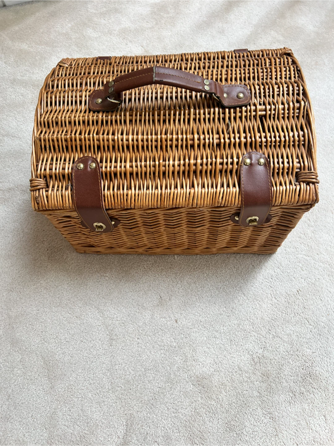 Wicker Picnic Basket Set with Utensils & Glasses