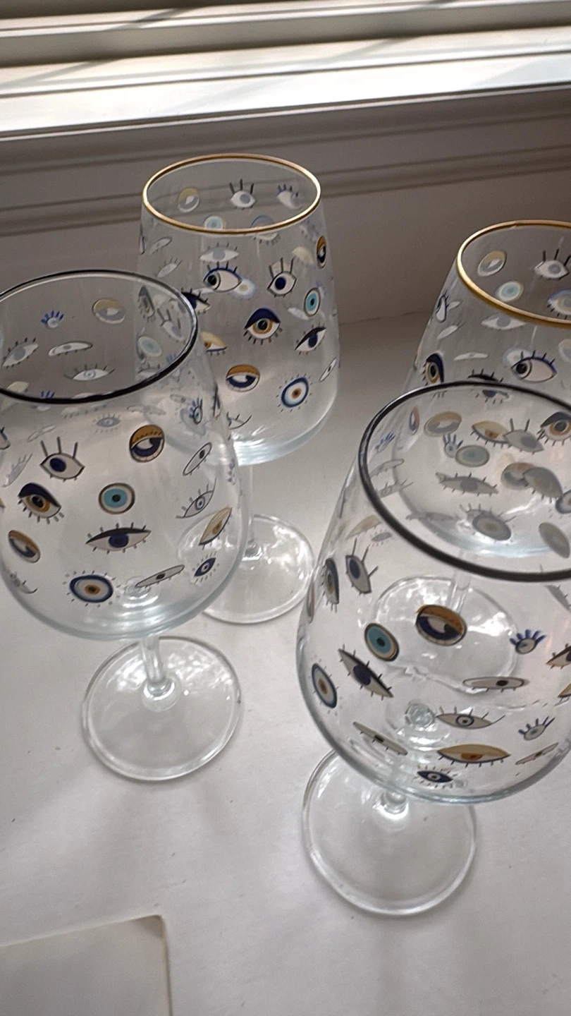 Set of 4 "Evil Eye" Wine Glasses - photo 4