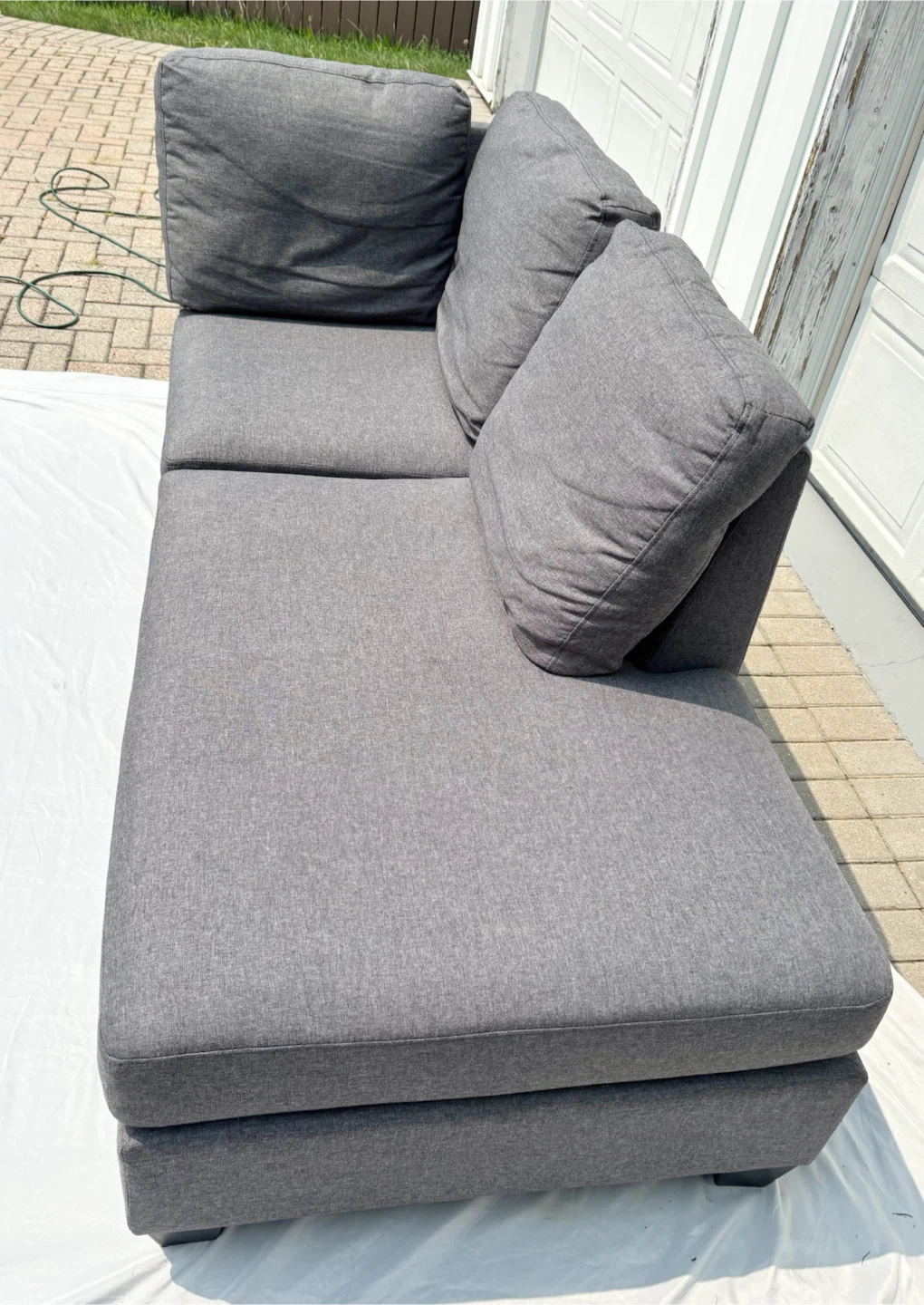 Couch Modern Sofa with Chaise in grey - photo 2