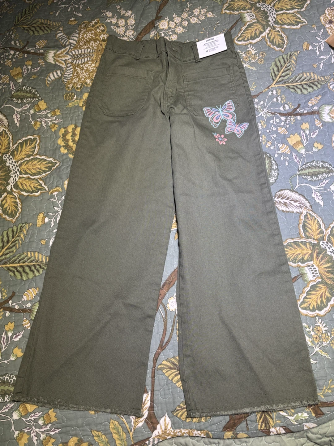 OshKosh B'gosh Girls Green Butterfly Pants Size 10