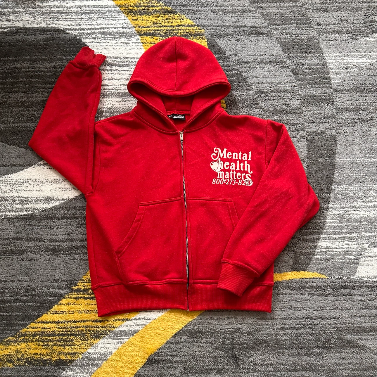Red euphoric mental health matter zip up hoodie