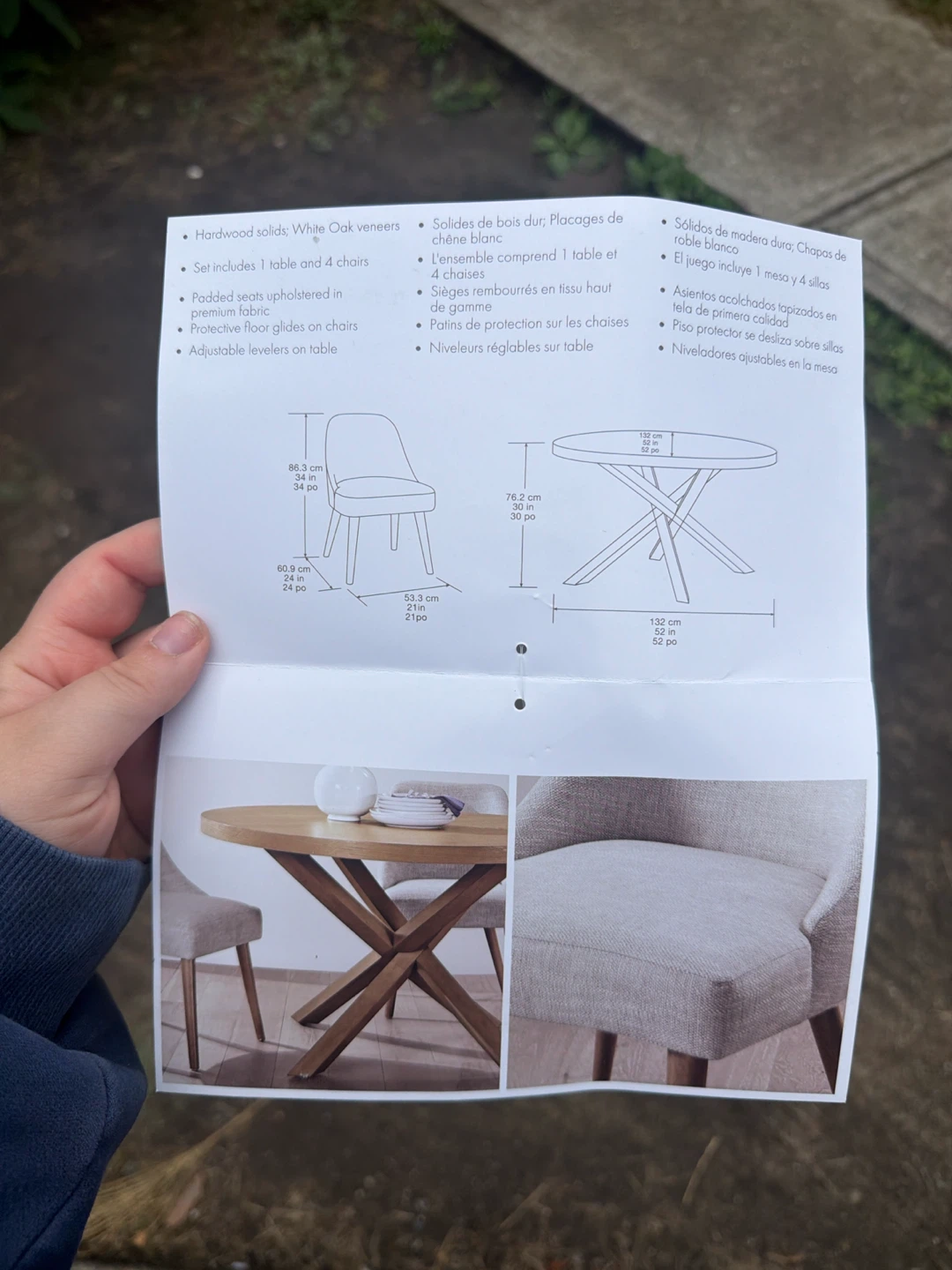 Round Wood Dining Table with 4 Chairs - photo 2