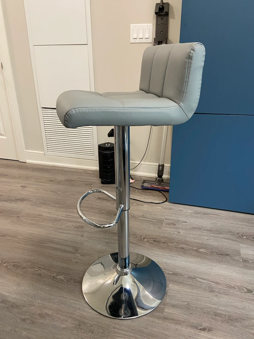 Grey Faux Leather Adjustable Bar Stool x4