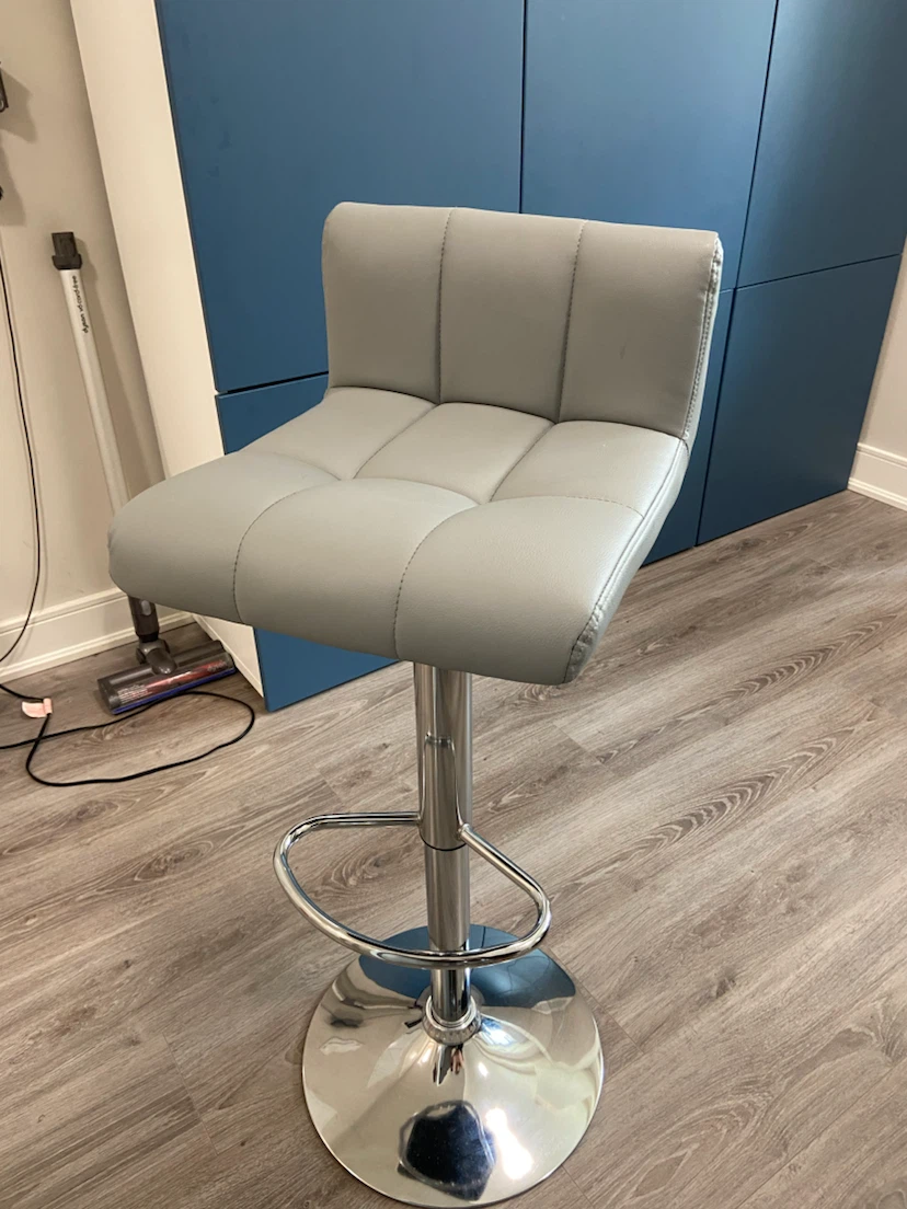 Grey Faux Leather Adjustable Bar Stool x4 - photo 2