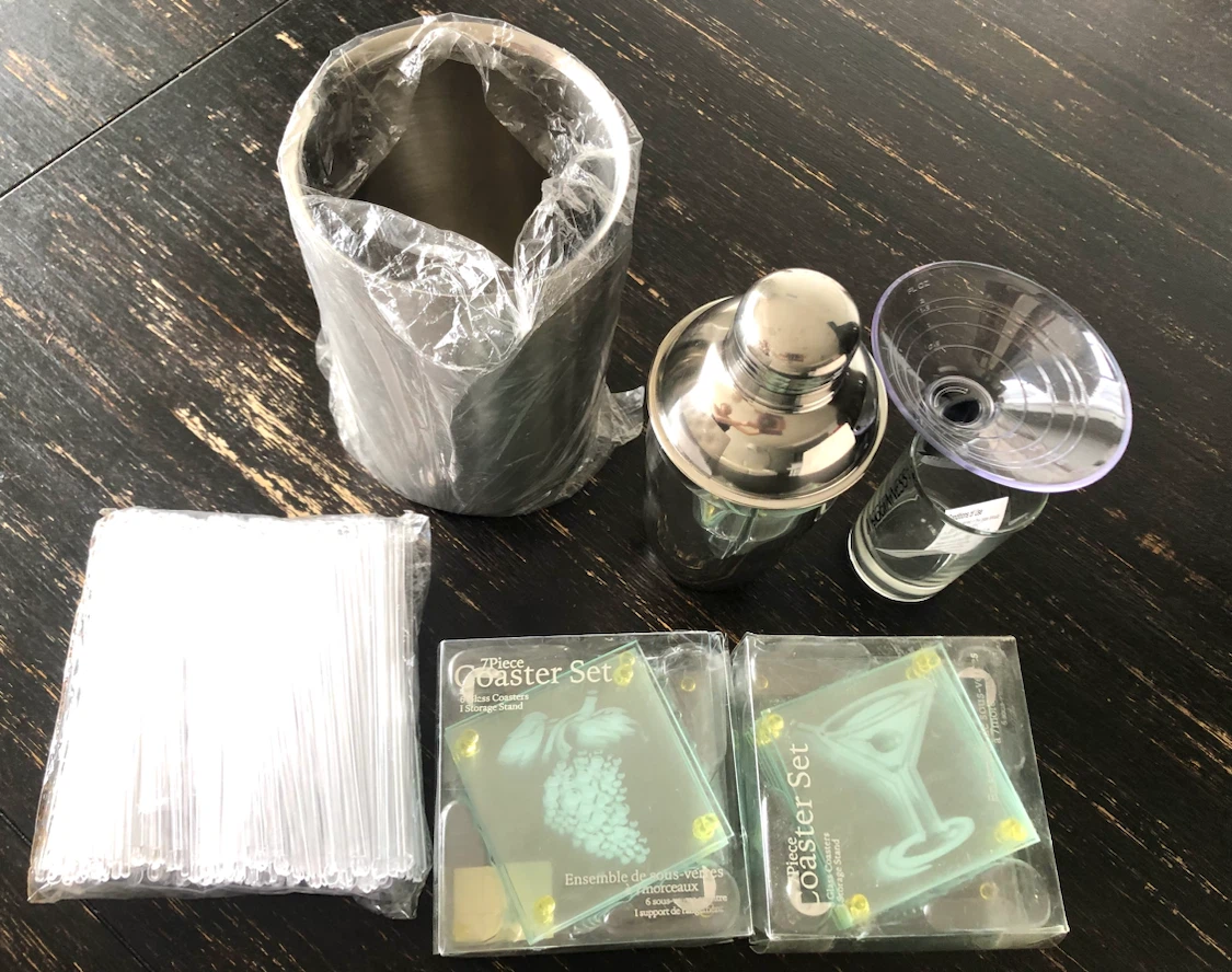 6-Piece Home Bar Set (Wine Bucket, Shaker, Coasters, etc.