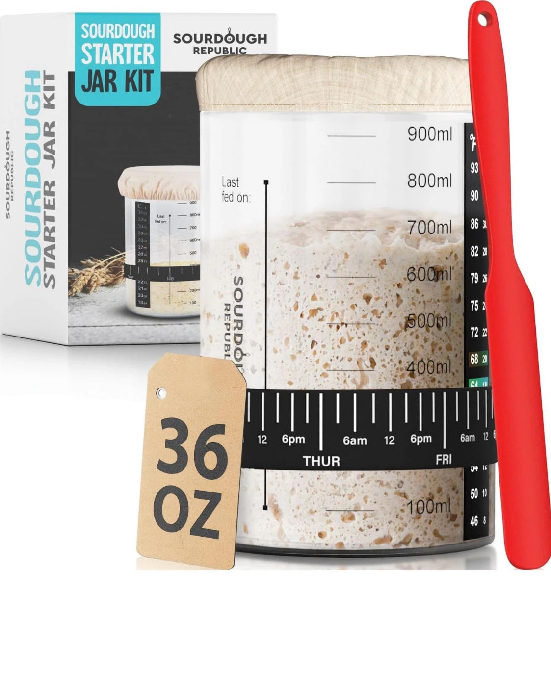 Sourdough Starter Jar Kit, 36 oz
