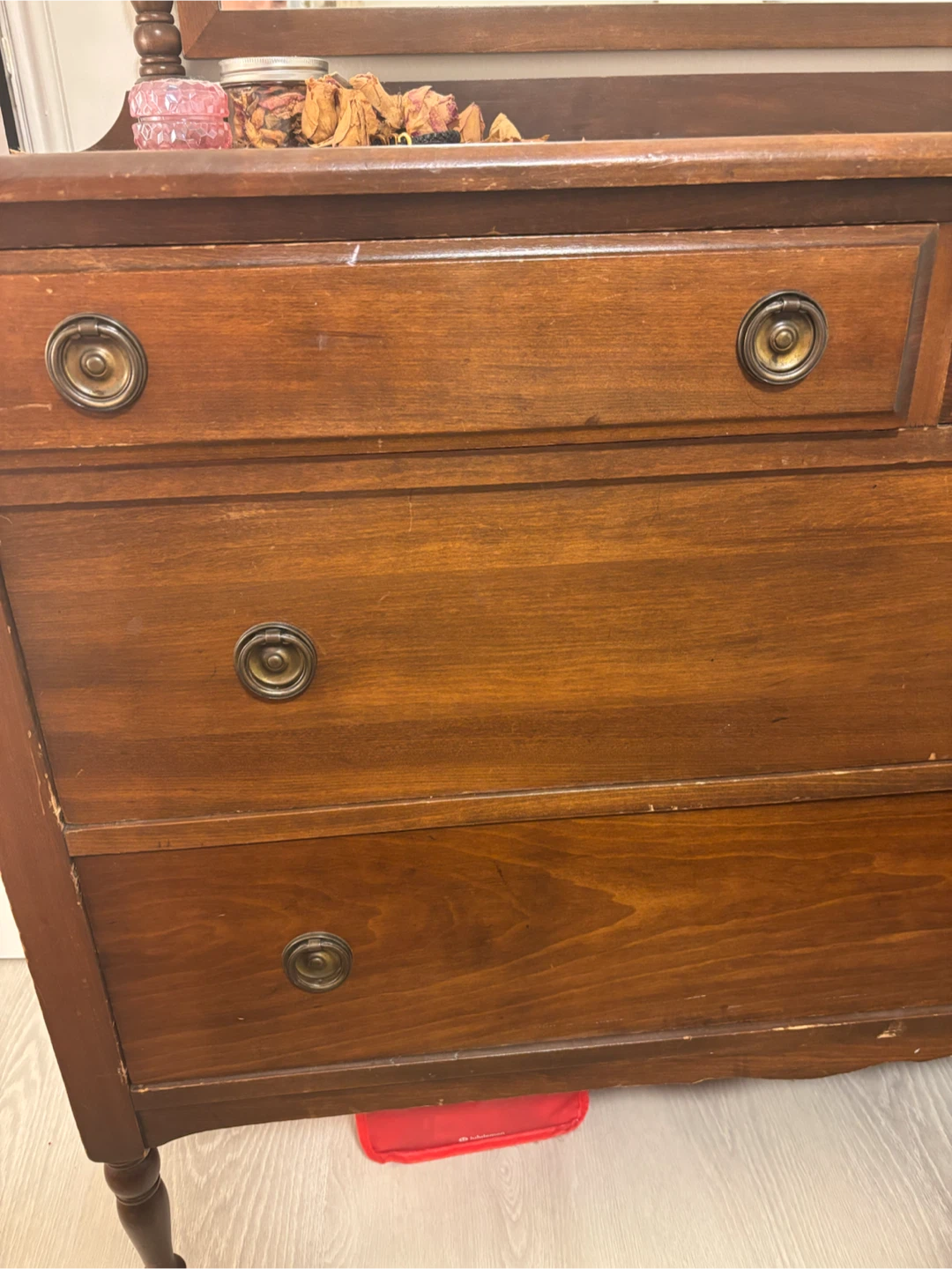 Vintage Wooden Dresser with Mirror - photo 2