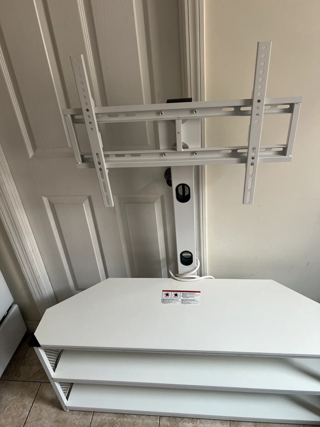 White TV Stand with Mount