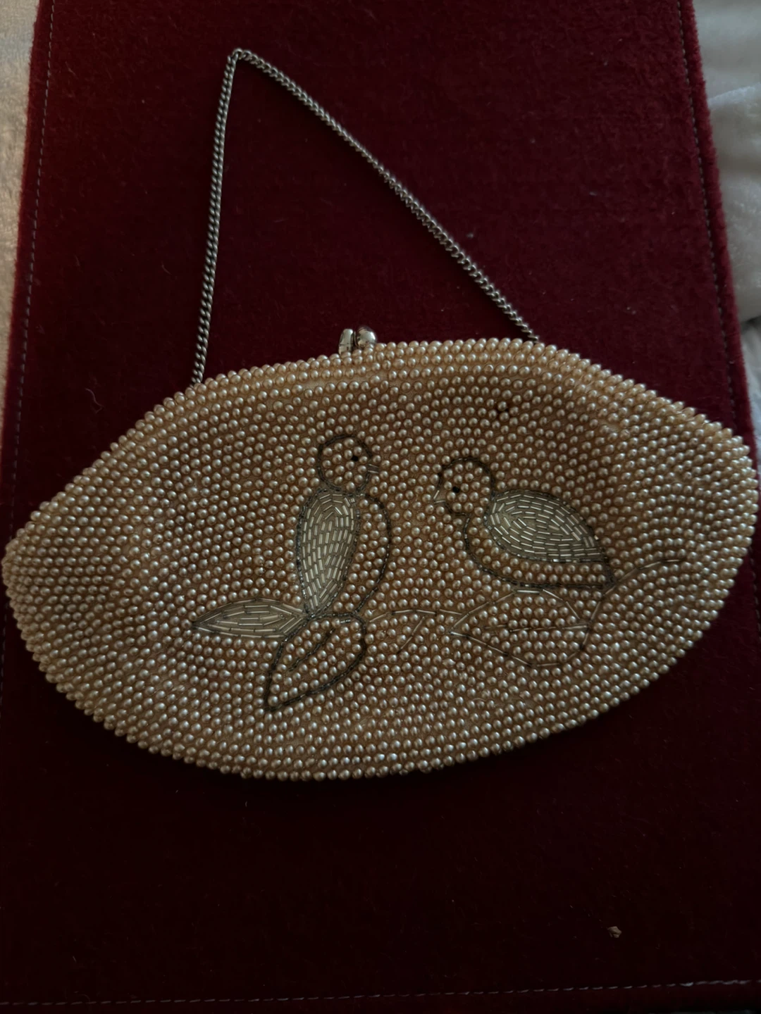 Beaded Evening Clutch with Bird Design