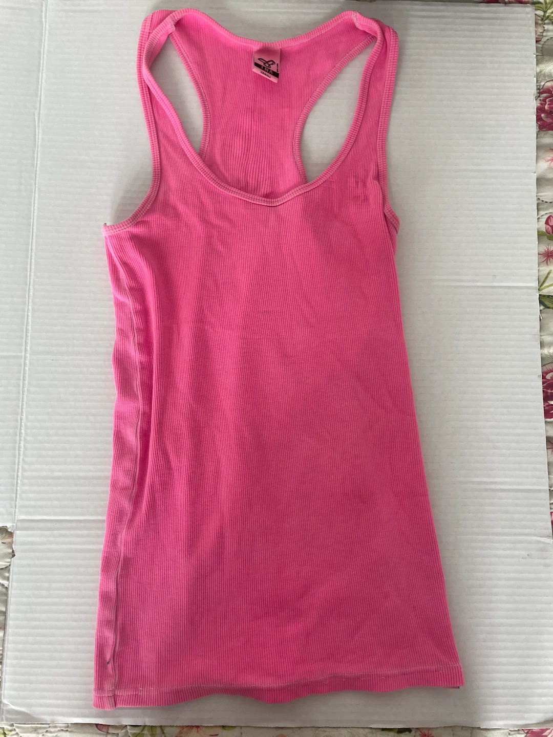 TNA Pink Ribbed Racerback Tank Top