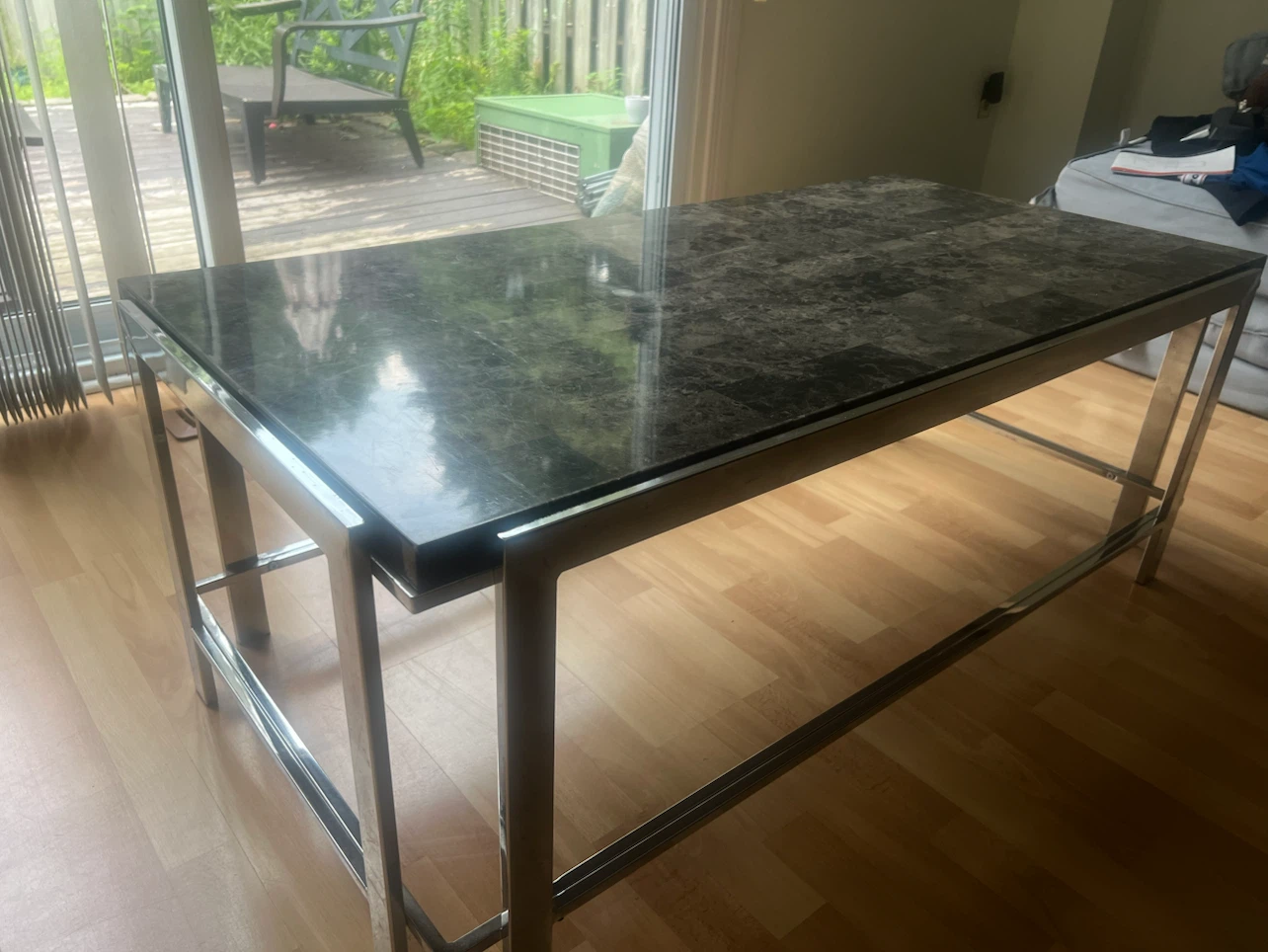 Marble Top Coffee Table with Chrome Base