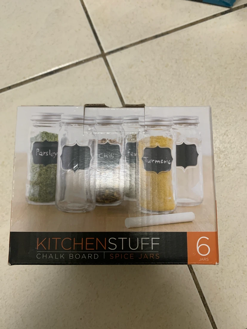 Kitchenstuff Chalkboard Spice Jars Set - 6 Pack