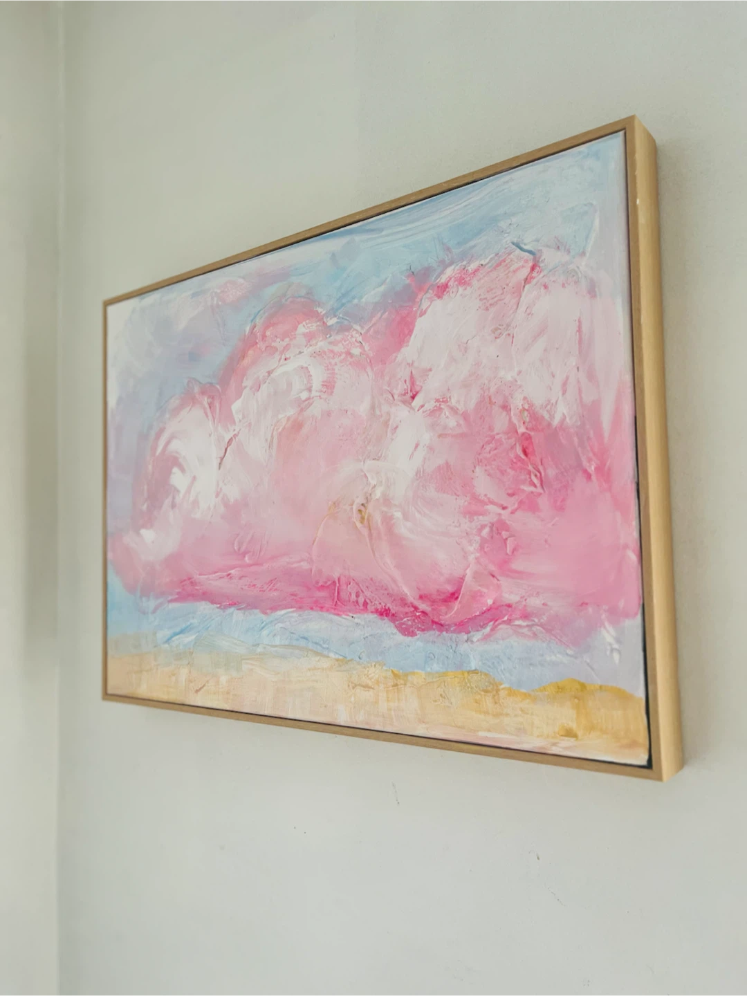 Framed Pink Cloud Painting 18x24”