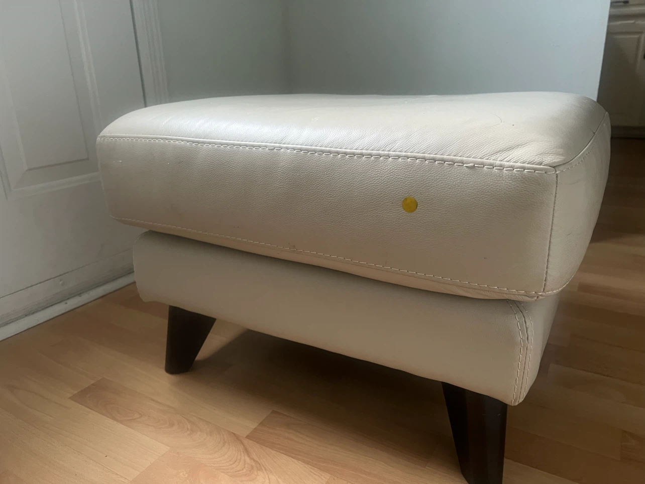 Cream Leather Ottoman - photo 2