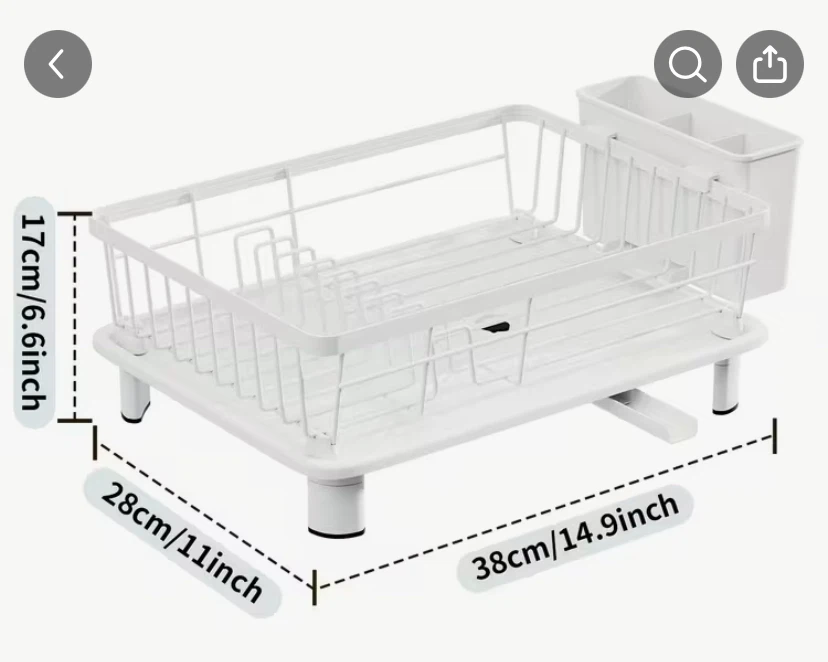White Dish Drying Rack with Utensil Holder