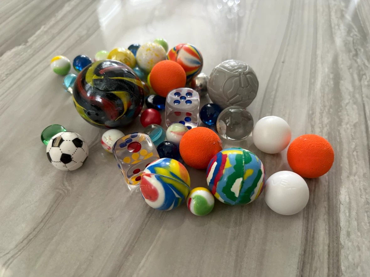 Assorted Marbles and Dice Set