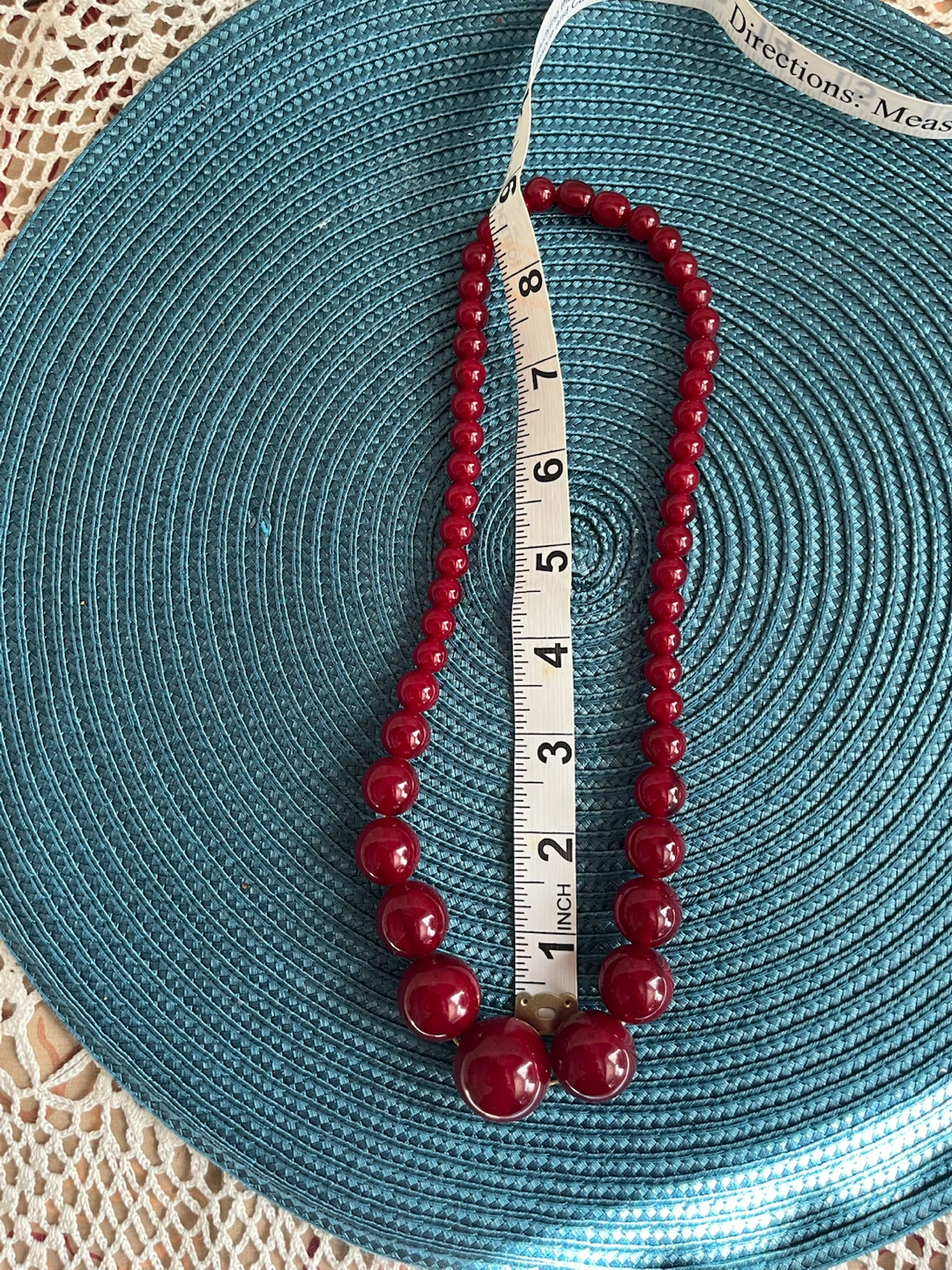 Vintage Red Graduated Bead Necklace - photo 2